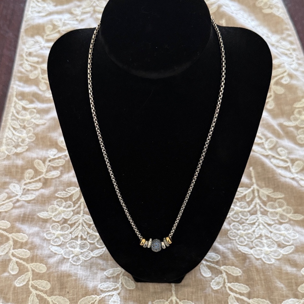 Touchstone Crystal Silver and Gold Bead Pendant Necklace - Women Jewelry